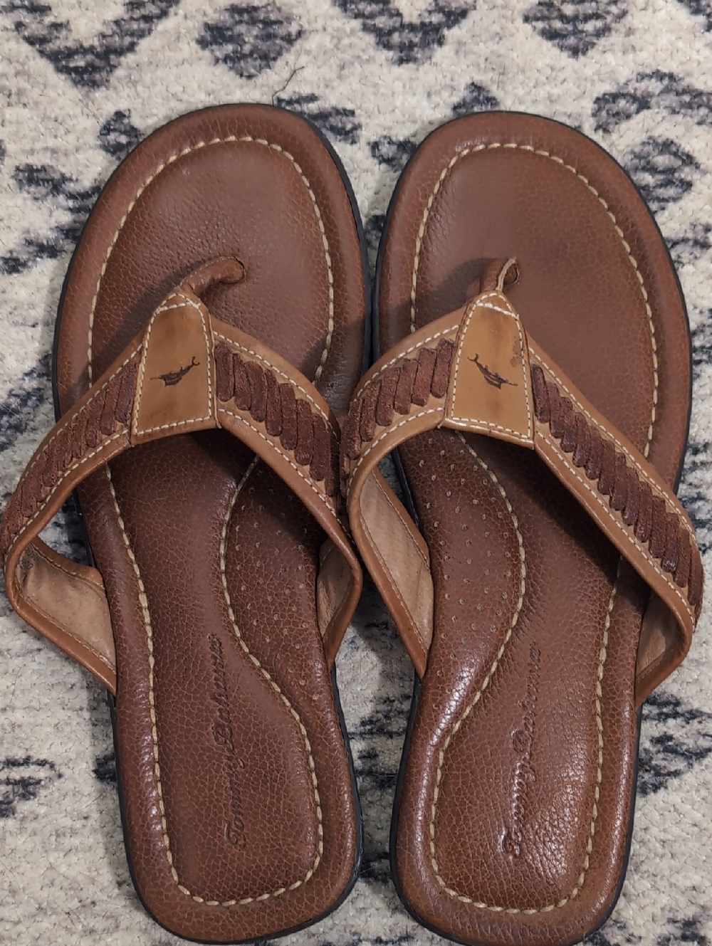 Tommy Bahama 'Anchors Away' Leather Sandals, Sz. 12.